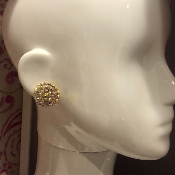 Aurora Borealis Crystal 3/4β Button Earrings,NWT - Picture 8 of 8